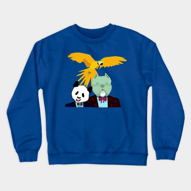 Pit bull, Parrot and Panda Crewneck Sweatshirt by momomoma